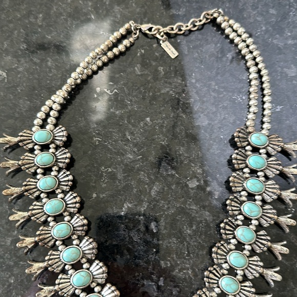 Silver and turquoise native American inspired bauble bar necklace - Picture 2 of 2